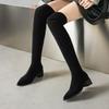 Youth Vitality Elastic Suede Over Knee Boots No Pants Boots Fashion Knight Boots Thick Midheel Boots 33-43 Boots