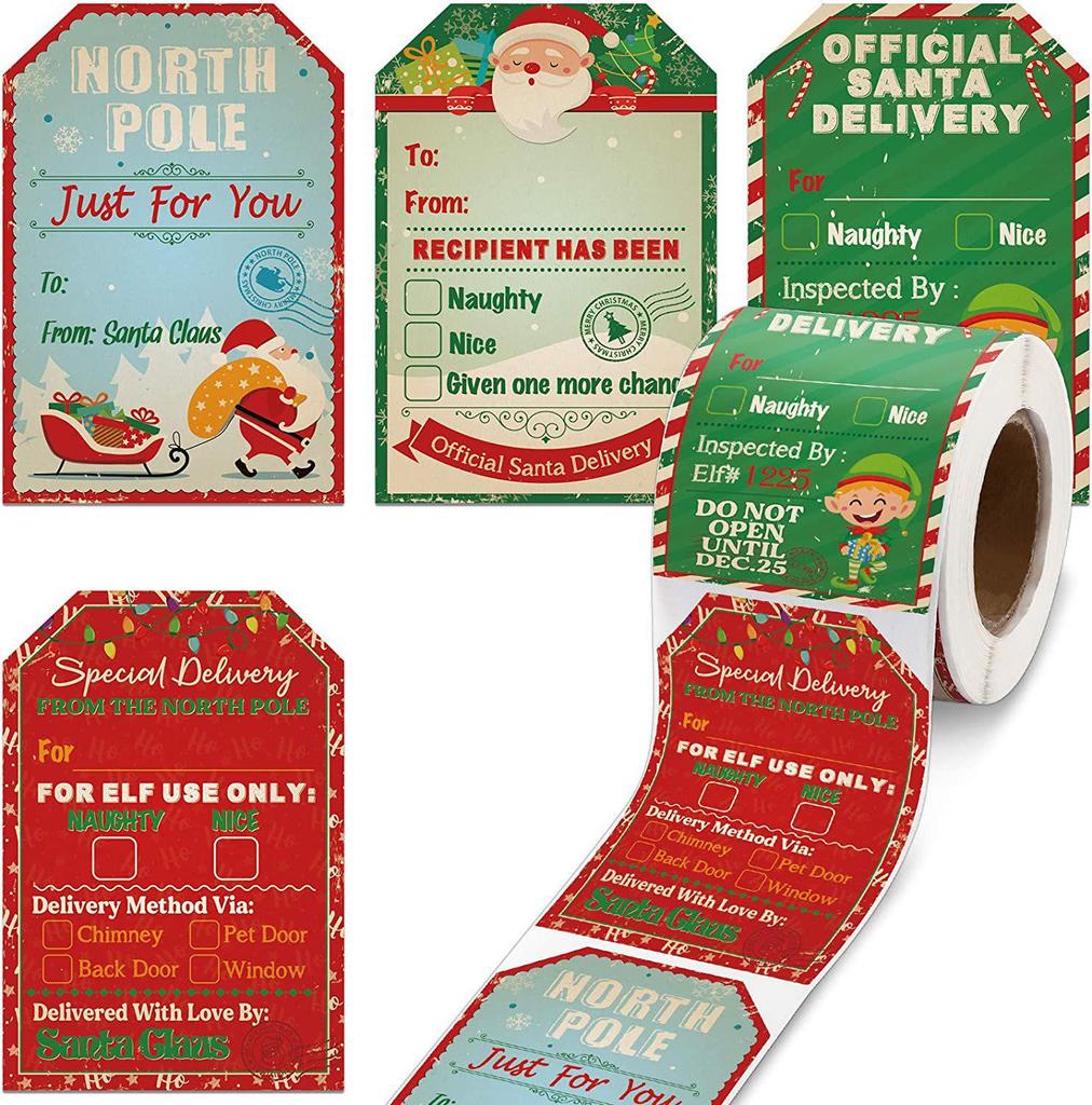 Christmas Holiday Gift Series: 200 Self-Adhesive Decorative Stickers/Roll