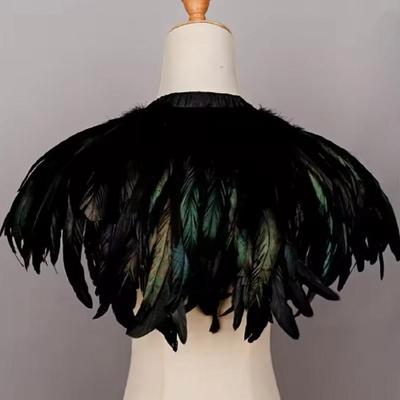 Medieval Gothic Punk Feather Cape Shawl Lightweight Design Costume Accessory For Cosplay Halloween Party Costumes