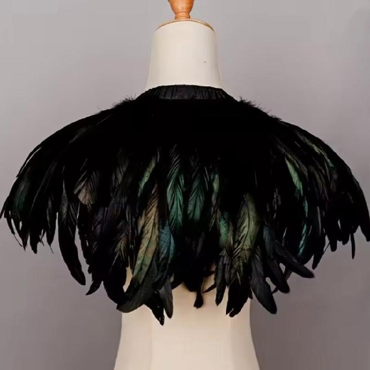 Faux Feather Cloak Adjustable Medieval Costume Accessory Medieval Party Cloak For Halloween Masquerades Event