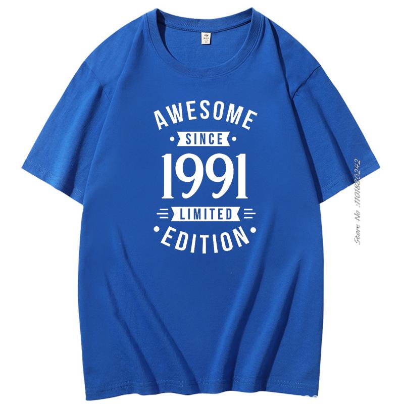 Summer Mens Tshirt Born In 1991 Awesome Since Retro Birthday Graphic T Shirts Fashion Short Sleeve Tshirt Cotton Tshirt