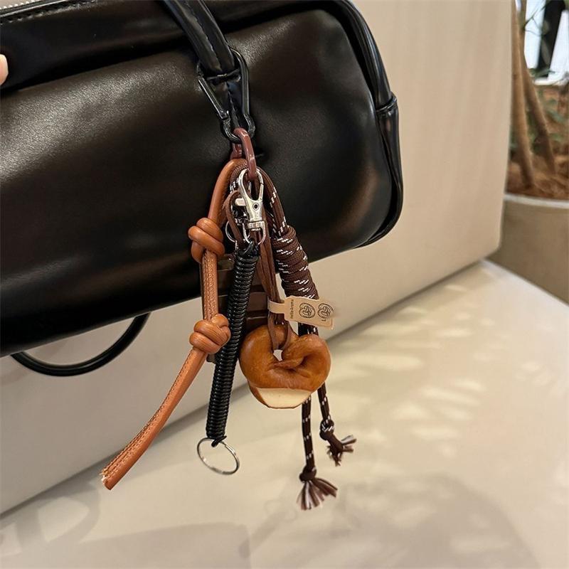 Korean Style Bread Bag Pendant Autumn-Winter Keychain Ornament Braided Rope Bag Pendant Alkali Water Bound Bread Multifunction