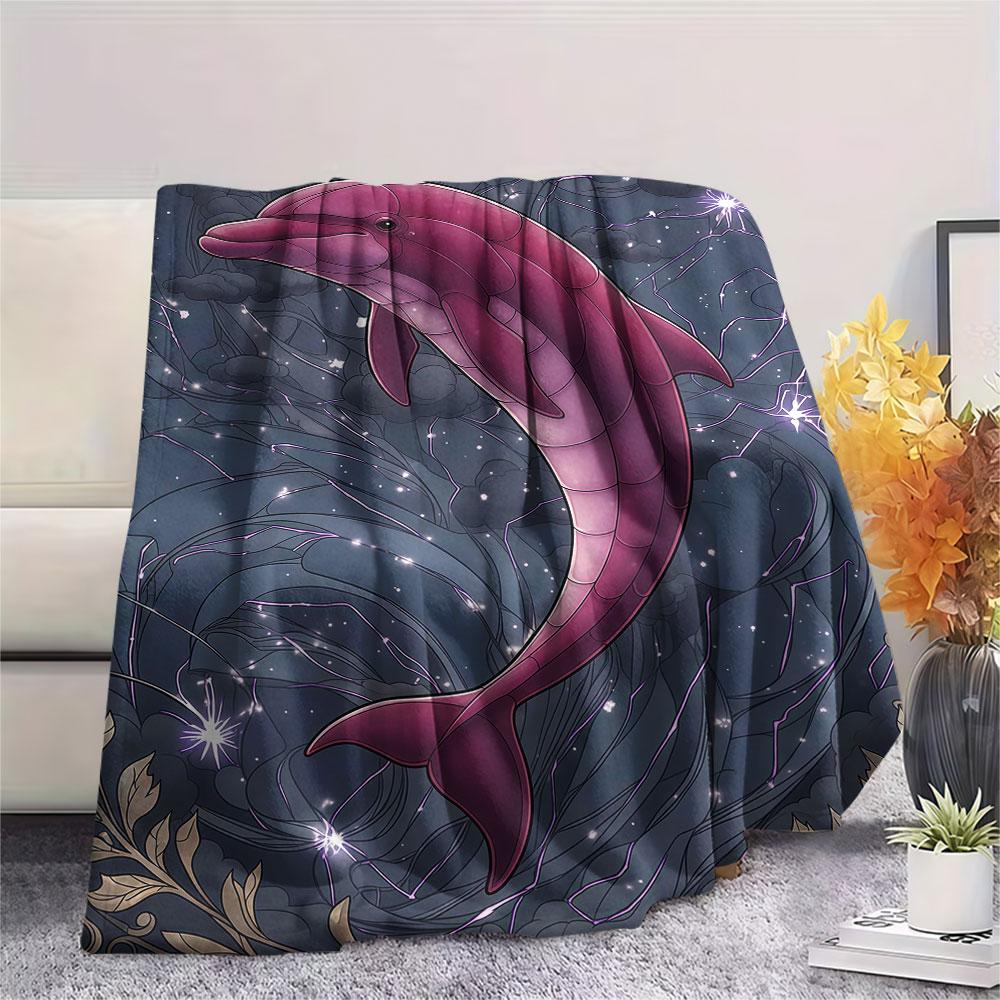 1Pc Marine life Print Flannel Blanket, High quality Comfortable for All Seasons, Home Decor, Warmth and Comfort, Perfect for Christmas Gifts