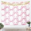 Chinoiserie Bow Tapestry Blue And White Floral Wall Art Pink Bow Wall Hanging Blanket For Living Room Bedroom Modern Aesthetics