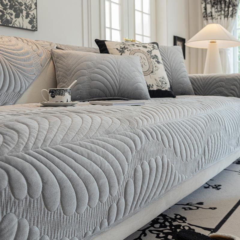 Cojín de sofá de otoño e invierno, cojines de asiento antideslizantes de alta gama, funda de sofá de vellón grueso, funda de tela