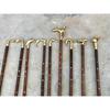 LOT of 9 Antik Pirinç Yürüme Bastonu Ahşap Baston Pirinç Kolu Topuzu Hediye