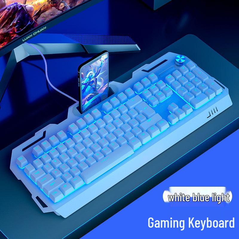 Wired Luminous Gaming Set: Keyboard, Mouse & Headset with Mechanical Feel and Punk Keys for Desktop & Laptop