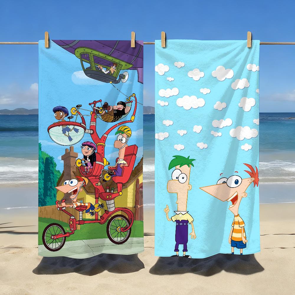 Cartoon P-Phineas and F-Ferb Towel Soft Pool Gift For Travel Gym Shower Camping Quick Dry Sports Large Beach Towels