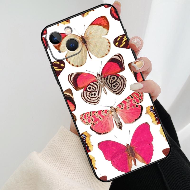 Butterfly Flower Phone Case For iPhone 17 Pro Max 15 14 13 11 12 16 Pro Max Mini 15 16 Plus 16e 17 Air Cover