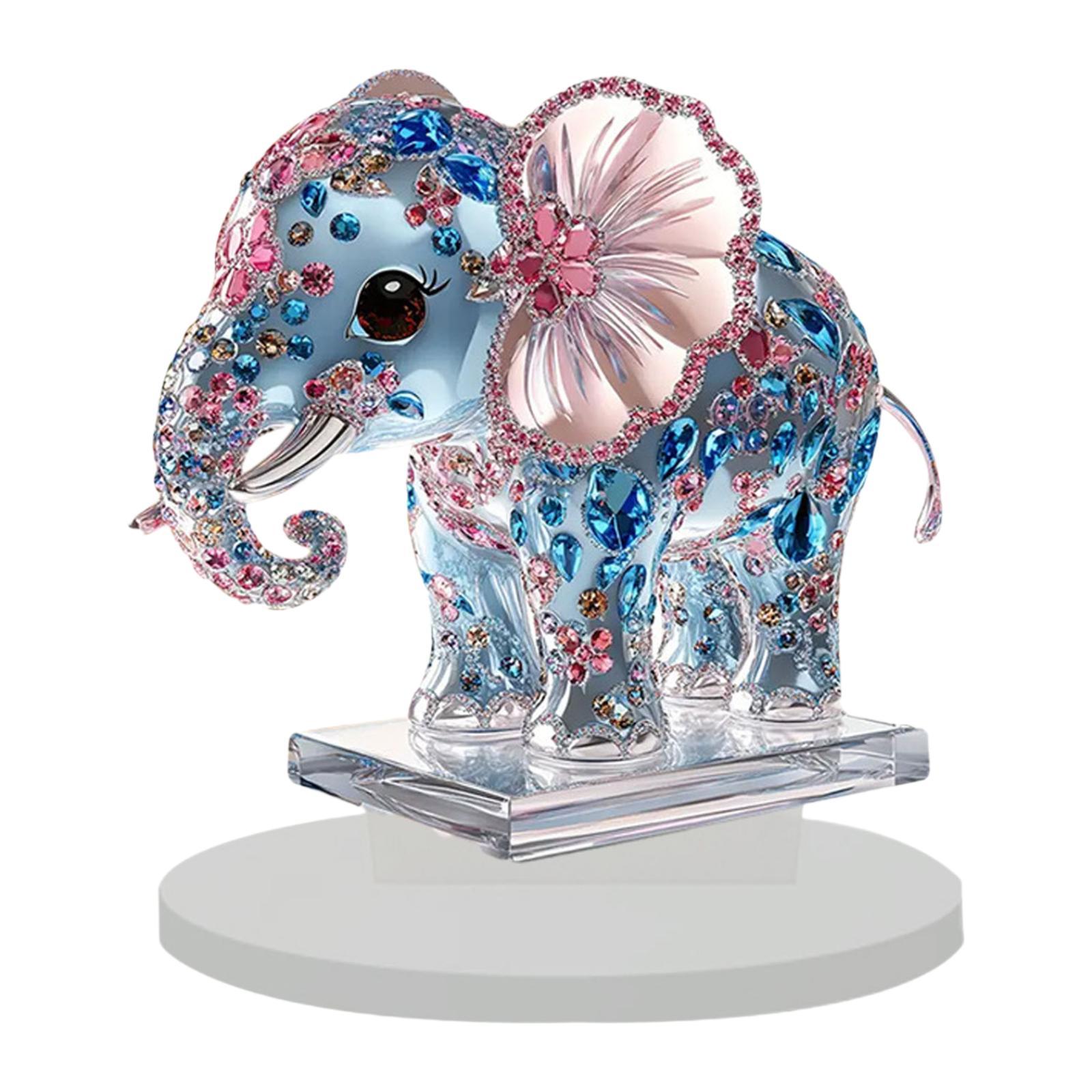 

Elephant Figurine Art Present Desk Cute Animal Ornament Statue Sculpture for Kitchen Bathroom Restaurant Decorating Centerpiece