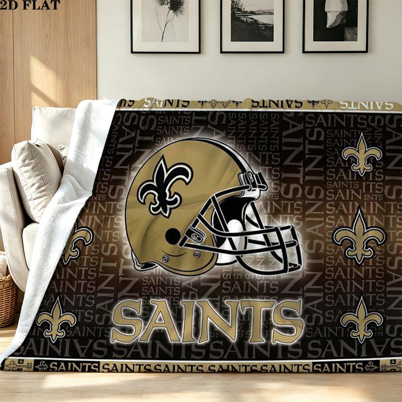 New Orleans Saints Logo Print Flannel Blanket High Quality Warm Comfortable Cover for All Seasons Perfect for Gifts Home Decor