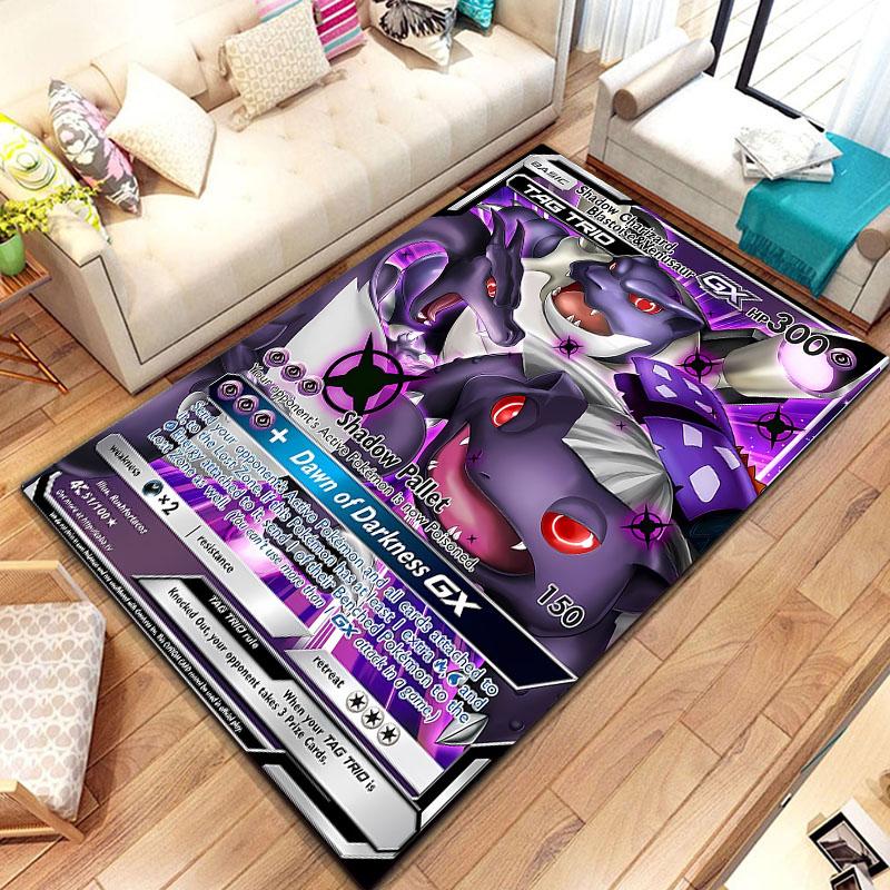 Pokemon Karten Serie Anime Poster Großer Teppich 3D Teppiche Zuhause für Wohnzimmer Kinderzimmer Sofa Fußmatte Dekor Kind Bodenteppich
