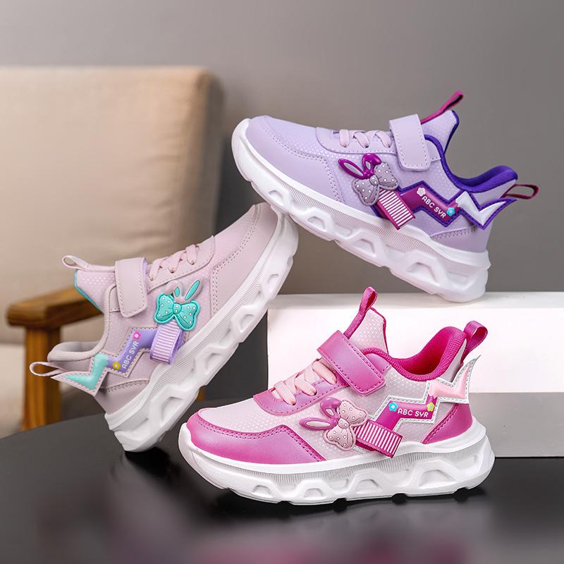 Girls' shoes 2025 autumn and winter leather classmates girls' sports shoes medium and older children's running shoes children's sports shoes tide