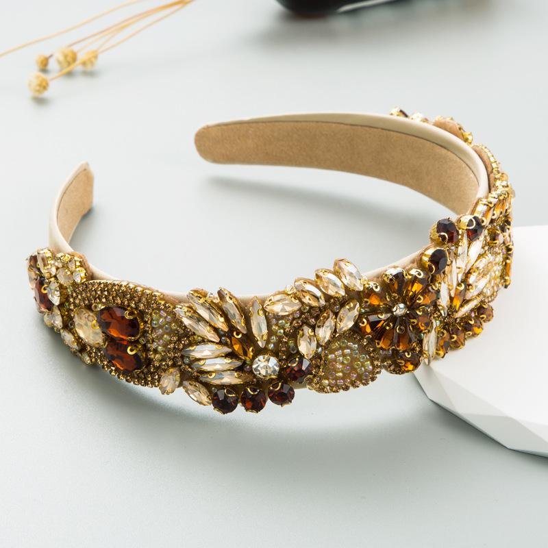 Πολυτελείς Μπαρόκ Πολύχρωμες Λαμπερές Στρας Κεφαλόδεσμοι Μόδα Αξεσουάρ Μαλλιών Γυναικεία Τάση Πάρτι Κεφαλόδεσμος Κορίτσι Λάστιχο Μαλλιών Κεφαλόδεσμος