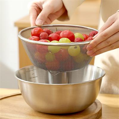 Paslanmaz Çelik Mikro Gözenekli Süzgeç, Sebzeleri ve Pirinci Yıkamak ve Pişmiş Makarnayı Süzmek İçin Mikro Gözenekli Süzgeç Seti