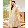 Si Shui Nian Hua Elegant Long Sleeve Midi Dress