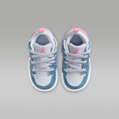 Kids' Sneakers Nike Jordan 1 Low ALT SE Denim Sequin (TD) Cobalt Bliss/White/Pink Glow