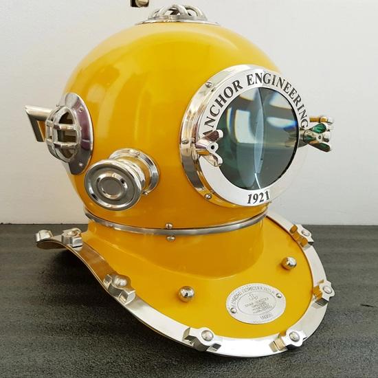 45.72 Cm Yellow Diving Helmet 1921 Anchor Scuba Divers Helmet Brass Nautical Decorative Collection Gift