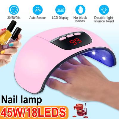 45W 15 LEDs UV Secador de esmalte Gel USB Acrílico Luz de cura para máquina de unha Lâmpada de cura com temporizador 30s/60s/99s Configuração Presente feminino