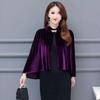 Embroidered Gold Velvet Shawl Coat and Qipao Set