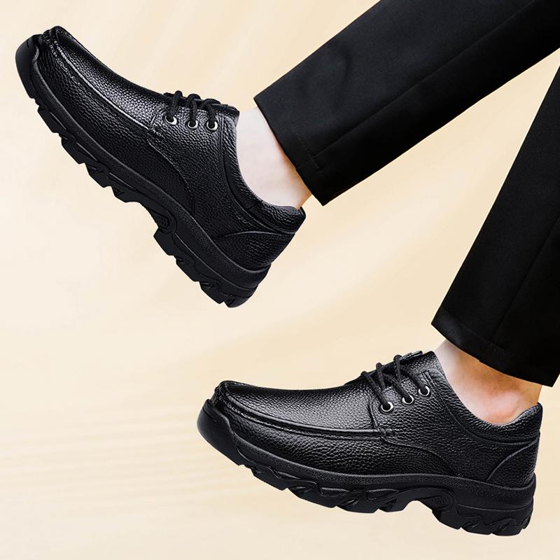 Leather shoe Outdoor Casual Men Shoes lace up Adult Black dress Autumn Winter shoes Wear-Resisting big size 48 49 50 51