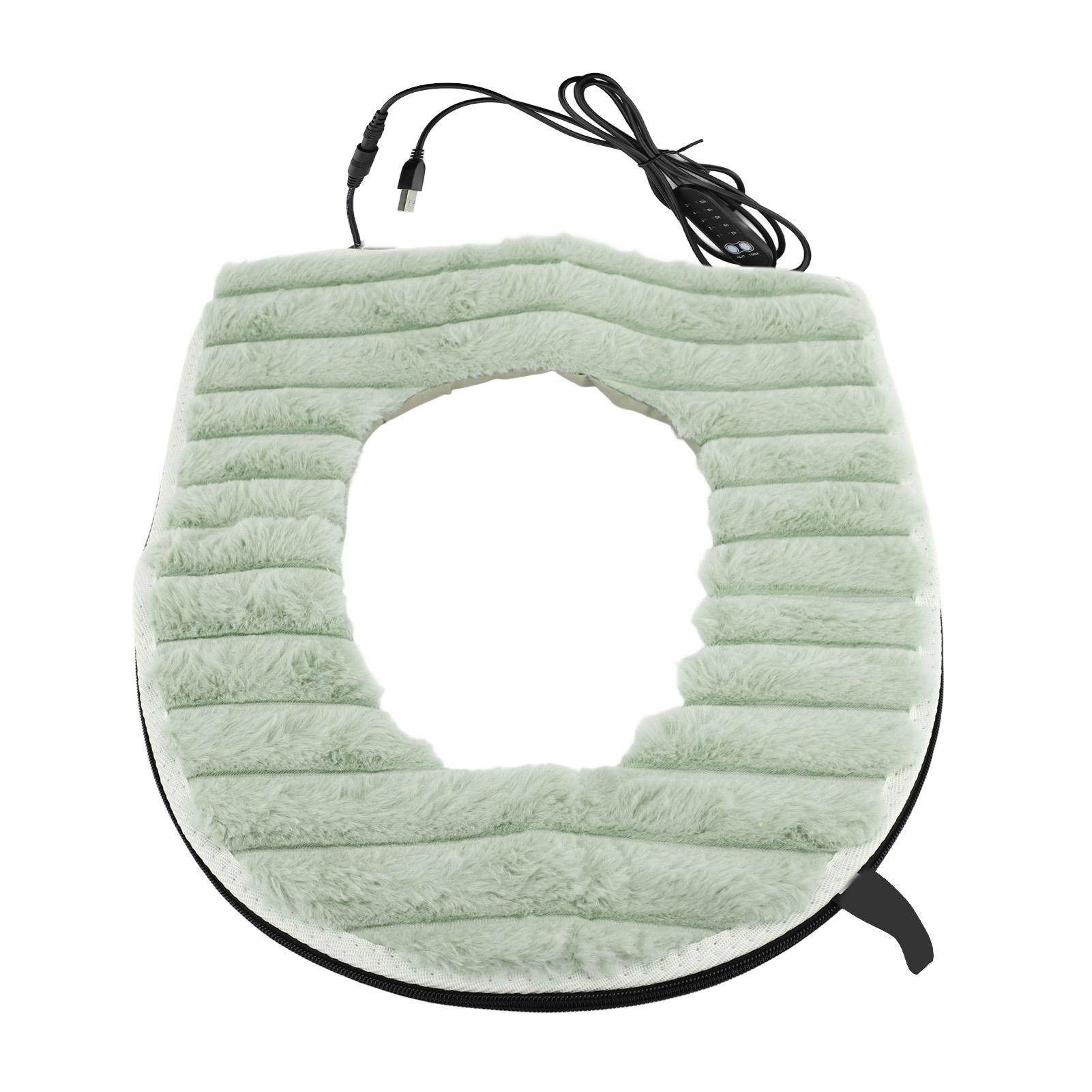 

Подогреваемый чехол для сиденья унитаза с питанием от USB, подушка для сиденья с подогревом, моющаяся бархатная тканевая накладка для домашней ванной комнаты Green