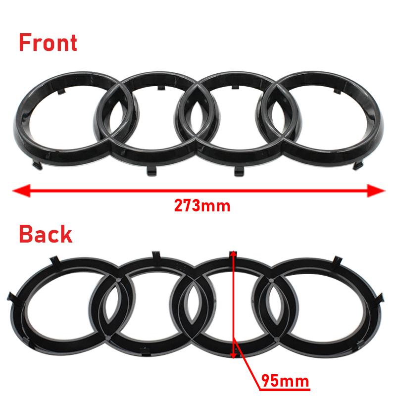 ABS Car 273mm Hood Front Grill 192mm Rear Trunk Emblem For AUDI A6 2020-2023 4Ring Logo Sticker A6 Quattro Mark Auto Accessories