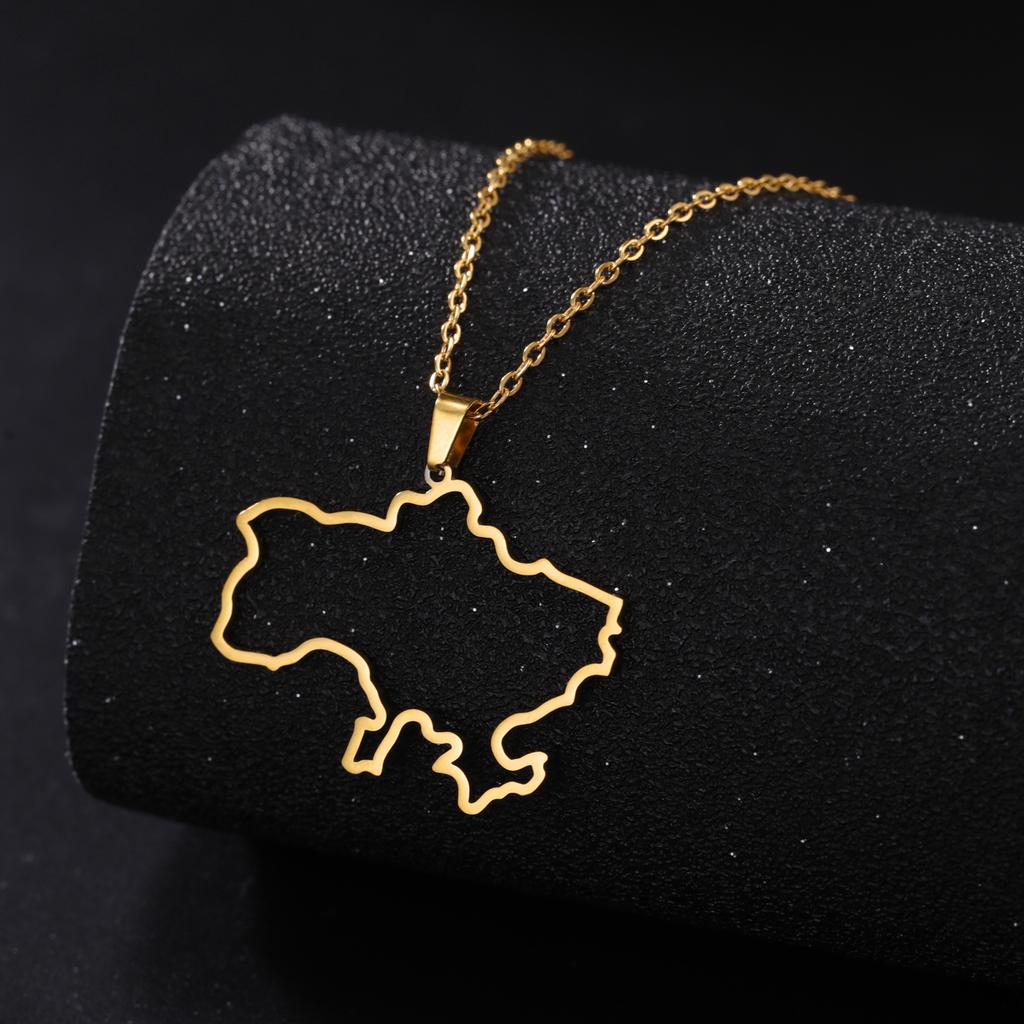 LIKGREAT Hollow Ukraine Map Pendant Necklace Trident National Symbols Of Ukraine Necklaces Flag Ukrainian Party Jewelry Gifts