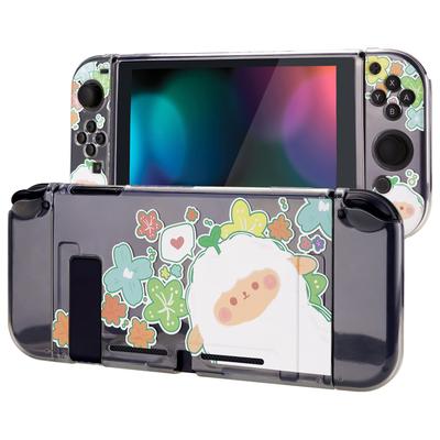 Schutzhülle kompatibel mit PlayVital, weicher TPU-Slim-Case-Abdeckung für Switch mit bunter ABXY-Tastenkappe und Switch, [Flowers Sheep-chan]