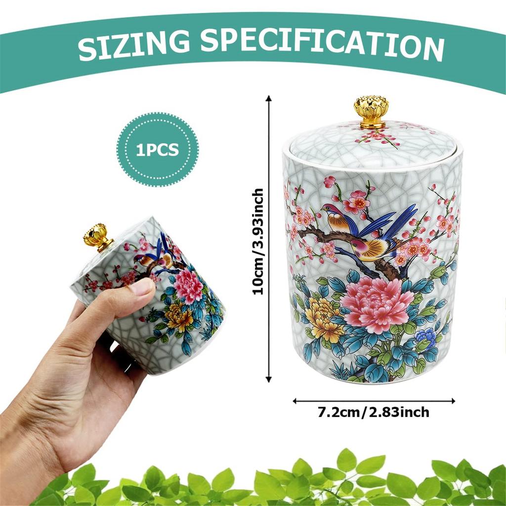 Ceramic Storage Jar Multifunctional Tea Salt Candy Canister Storage Container with Airtight Lid for Cooking