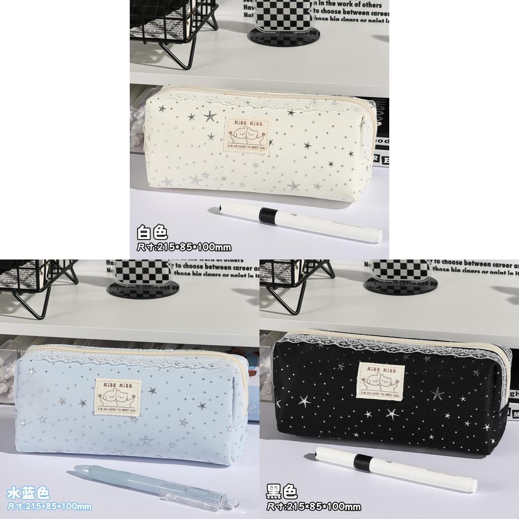 Korean Style Large Capacity Pencil Case With Fabric Material For Students And Office Use
