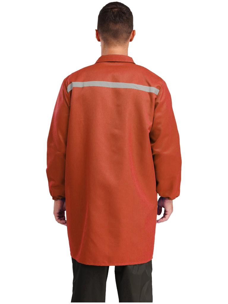 Unisex Werkstattuniform Langarm Knopfleiste Overall Reflektierende Streifen Taschen Arbeitskleidung Verschleißfester Mantel