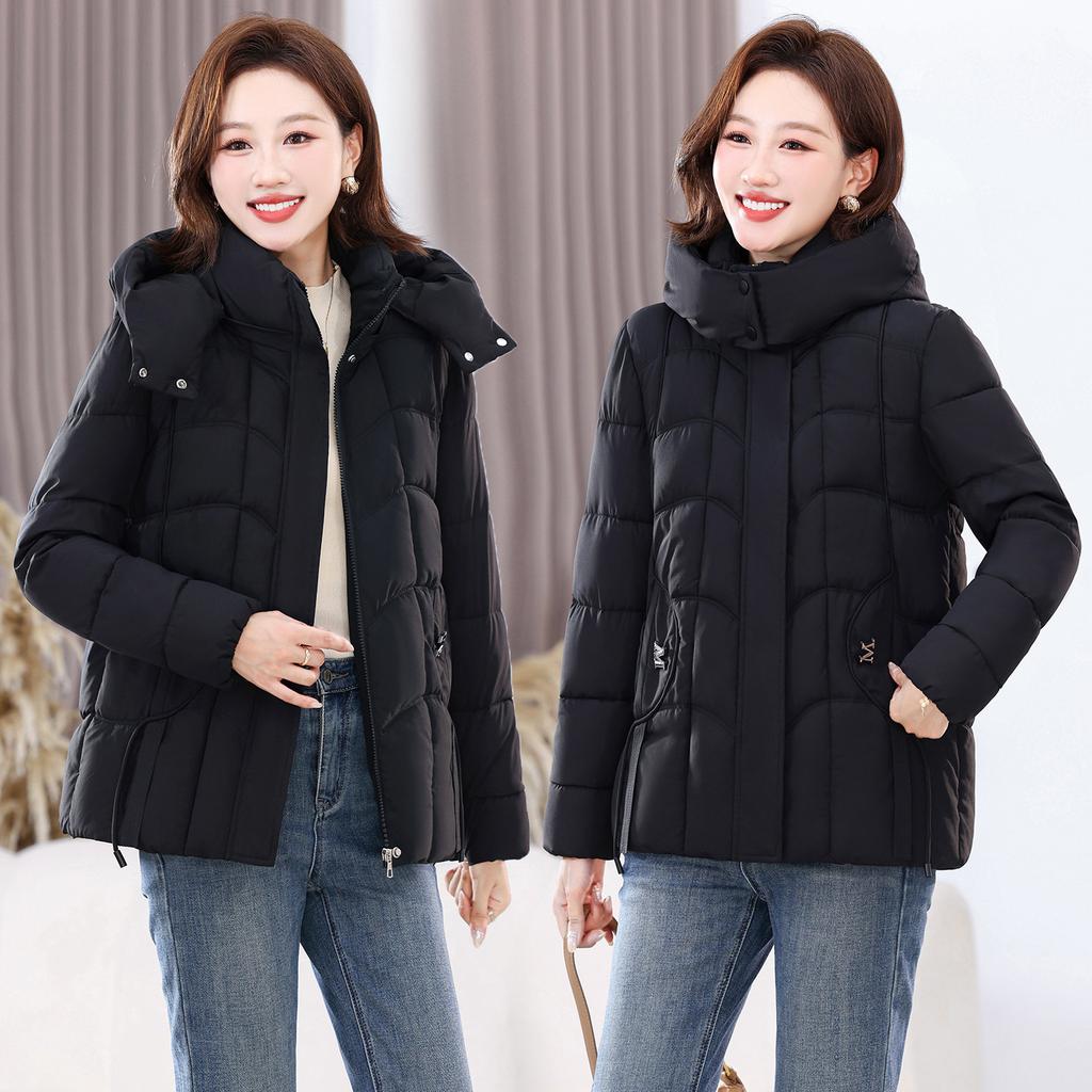 Short cotton-padded clothes women's disassembly hat thickened warm cotton-padded clothes jacket small mother clothes foreign gas cotton-padde