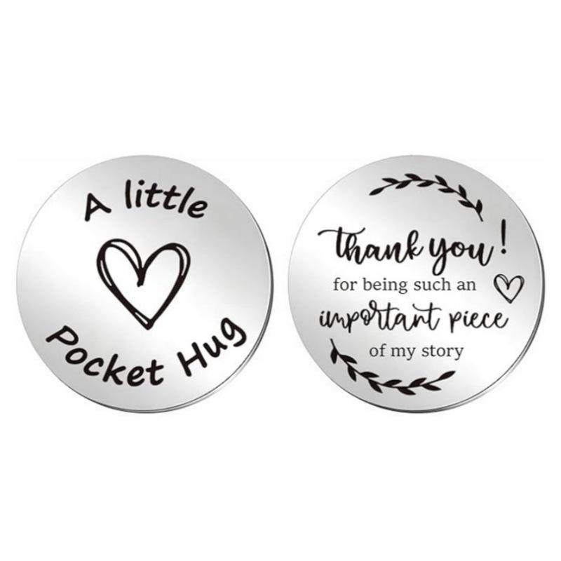Decision Coin Pocket Hug - Long Distance Relationship Keepsake, Inspirational Gift for Couples, Stainless Steel