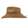 Straw Cowboy Hat for Men Women Western Cowgirl Hat with Shapable Brim Woven Hollow Out Beach Coastal Sun Hat