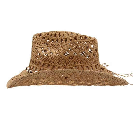 Straw Cowboy Hat for Men Women Western Cowgirl Hat with Shapable Brim Woven Hollow Out Beach Coastal Sun Hat