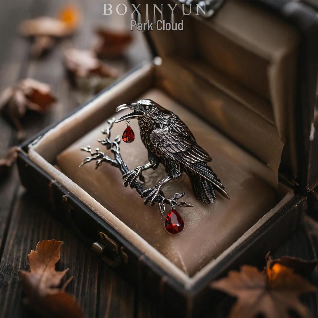 Bo Xin Yun Vintage Dark Crow Brooch: Elegant Retro Fashion Accessory