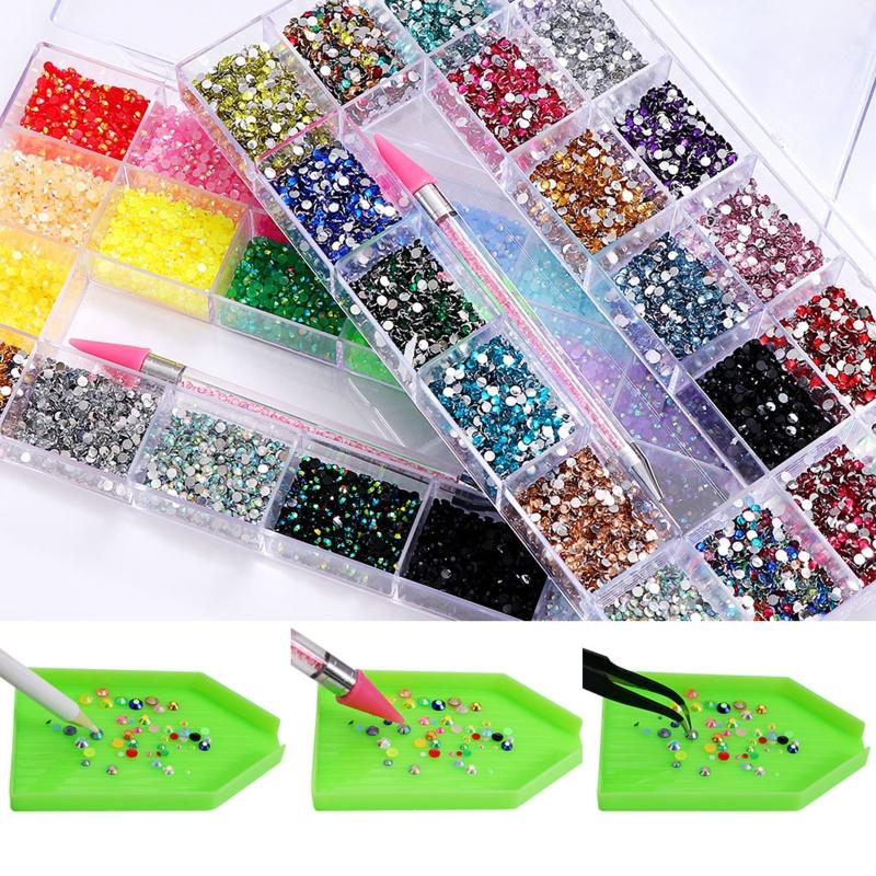AB Crystal Nail Art Rhinestones Kit With Glue Multi-Shape FlatBack Shiny Nail Jewels for Nail Art DIY Crafts