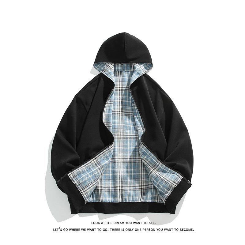 

2026 Men s Double-Sided Hoodie Cardigan - Autumn/Winter Loose Fit, Plus Size, Unisex Casual Top 5XL чорний