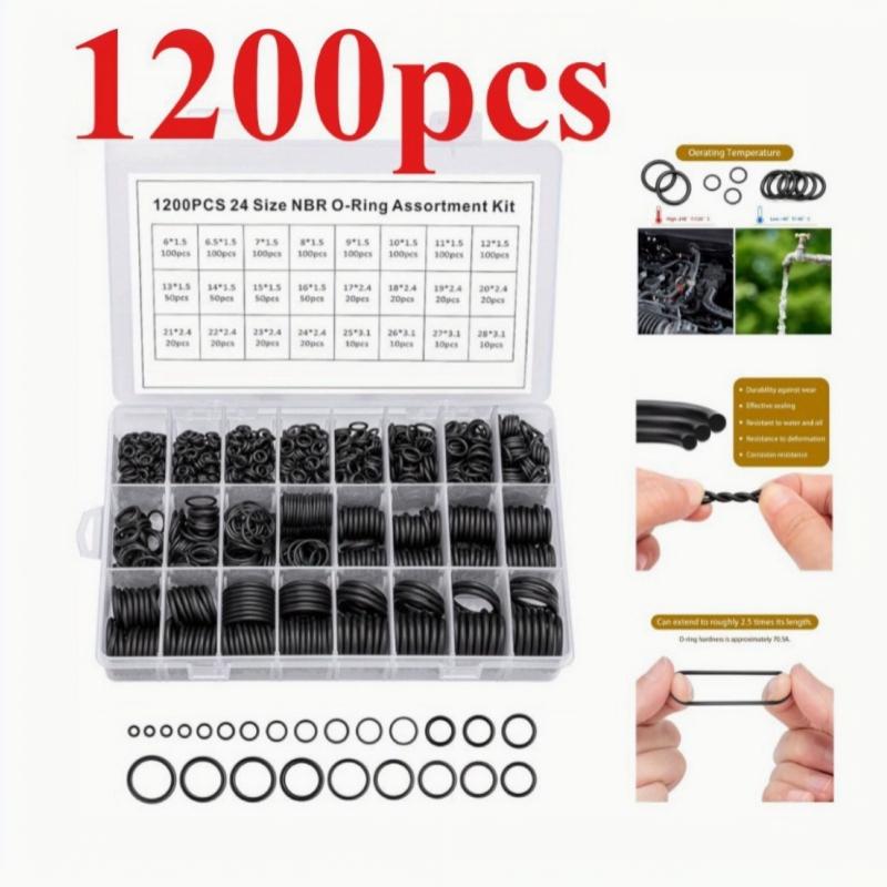 1200Pcs Nbr O Ring Kit 1200/270/225Pcs Heat Rubber Oil Resistant Sealing Repair Plumbing Maintenance Tool