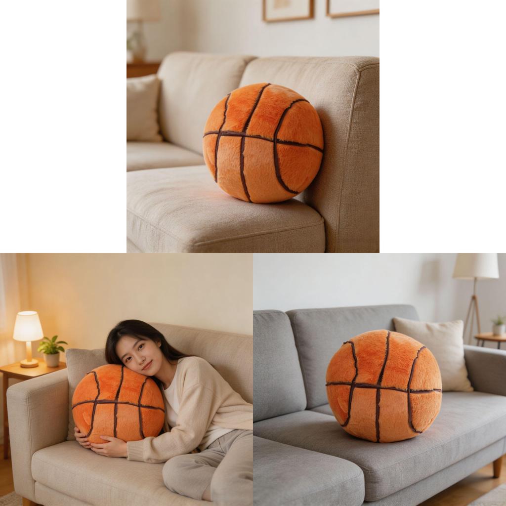 Basketball Plush Pillow With Soft Faux Bunny Fur For Sports Fans Comfort