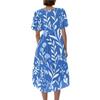 Women's Casual V Neck Short Sleeve Floral Print Dress Midi Length Wrap Style Summer Dress with Adjustable Waist Tie