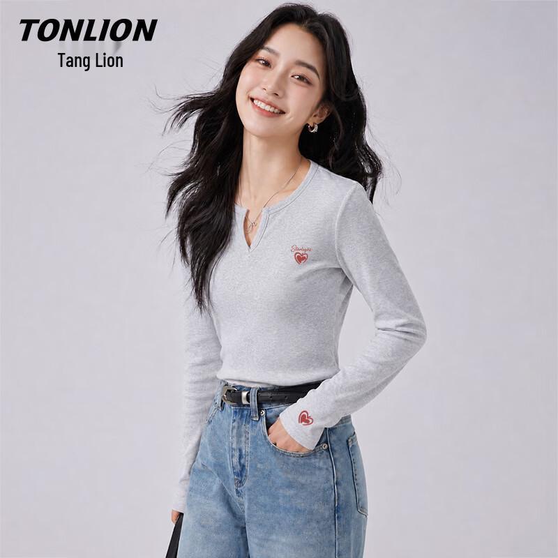 TonLion Women's Slim-Fit Long Sleeve Graphic T-Shirt