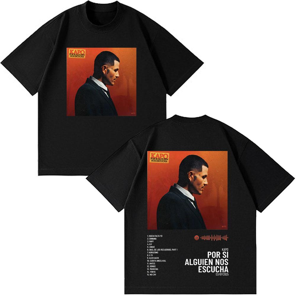 

Rapper Kapo Por Si Alguien Nos Escucha Album Tour Print T Shirts Men Women Fashion Tshirt Loose Vintage Shortsleeved TShirts 4XL
