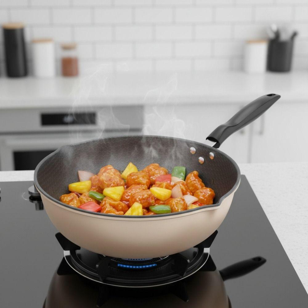 Honeycomb Pattern Frying Wok Scratch Resistant Cooking Pot Non-Stick Frying Pan  Stove