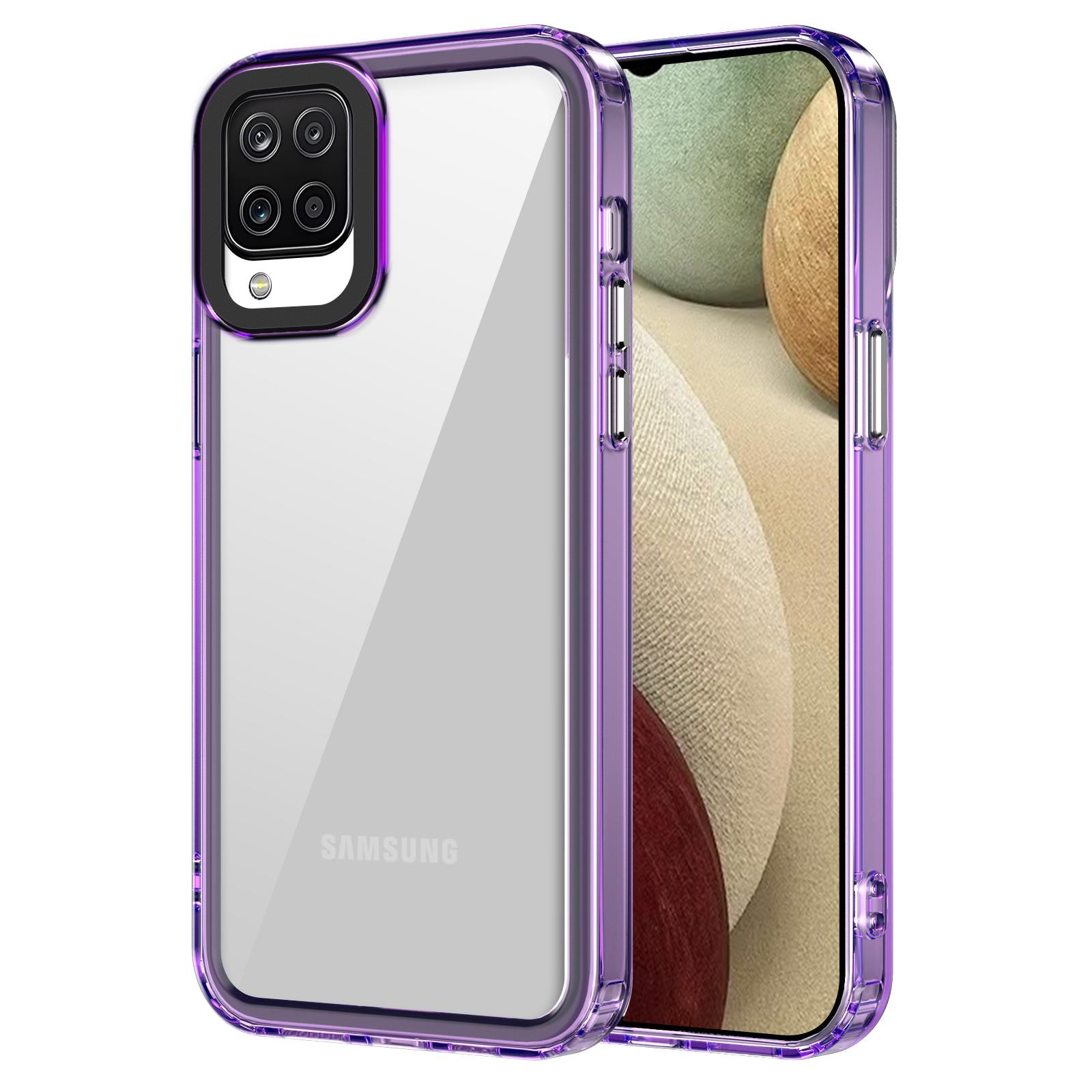 

For Samsung Galaxy A12/M12 Case PC+TPU Anti-drop Phone Cover HD Clear Transparent Purple
