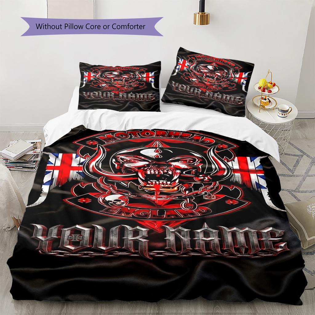 Set Biancheria da Letto Personalizzato con Nome e Motivo Motörhead Copripiumino Federa Decorazione per la Casa Regalo (1 * copripiumino + 2 * federa, senza nucleo)