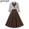 BITCED Abito Elegante Vintage da Donna con Vita Sagomata, Manica a Tre Quarti e Gonna Ampia