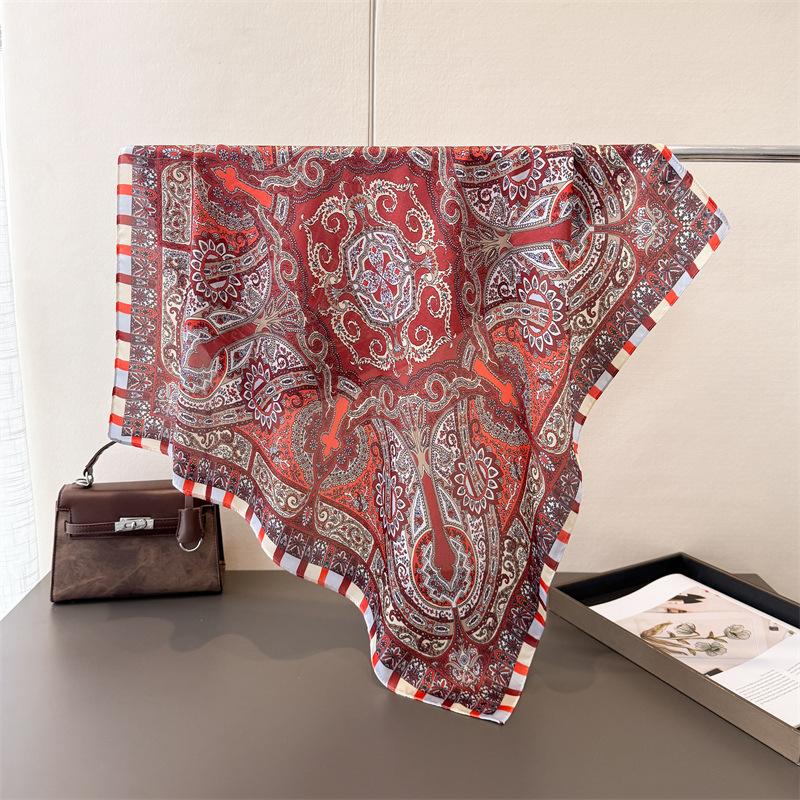 Women Square Scarf Silk Imitation Design Print  Neckerchief Bandana Lady Shawl Scarves Wrap Head Hair Band Ties