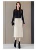 Woolen High-Waist A-line Midi Skirt for Women - Spring/Autumn 2025 Collection